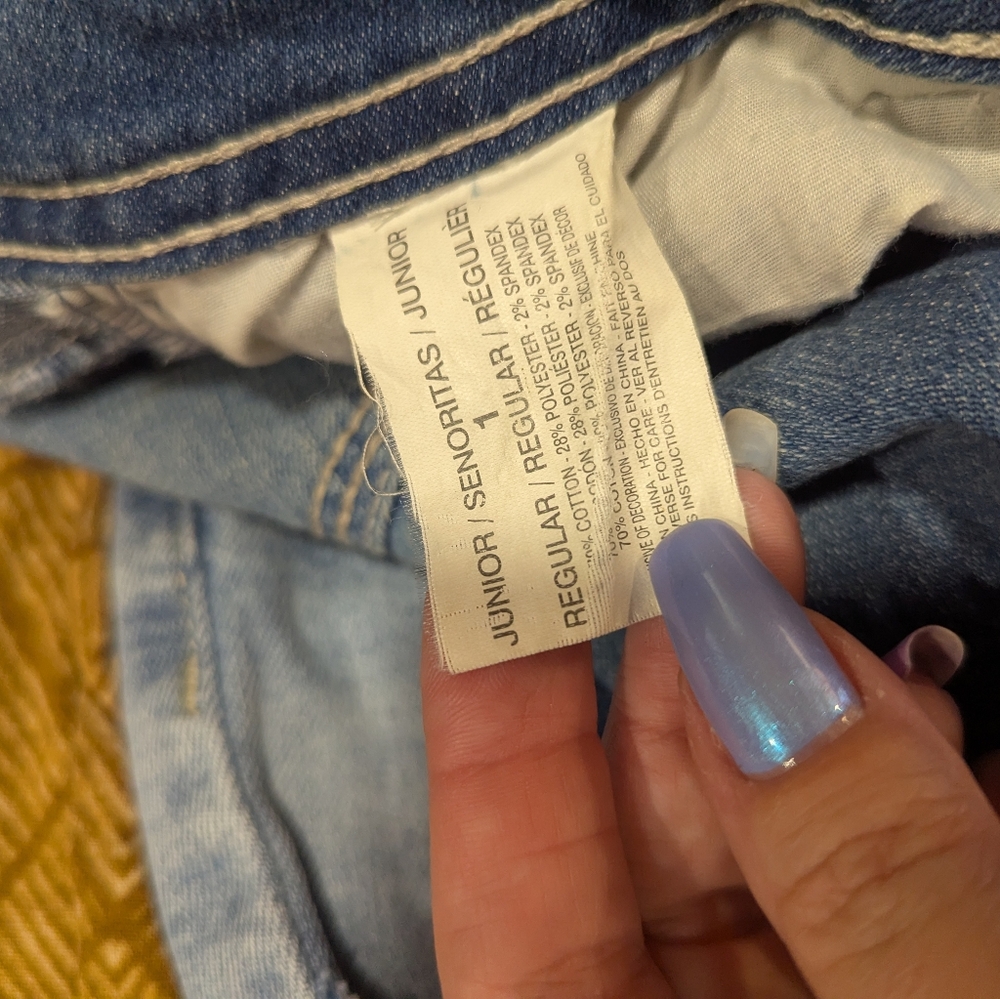 Vintage Y2K LEI Low Rise Capri Jeans Ashley Bling Baddie Blue Jeans Junior 1 - Picture 12 of 16